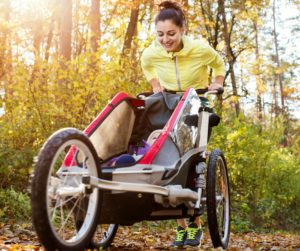 mom jogging with stroller